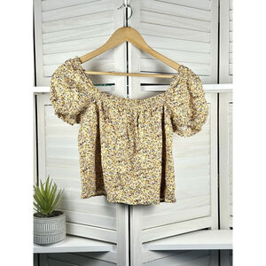 Abercrombie and Fitch Puff Sleeve Women’s Yellow Peasant Top S